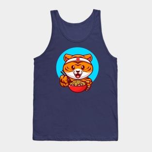 Cute Tiger Eating Ramen Noodle With Copstick Cartoon Tank Top